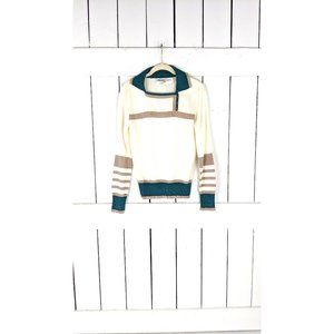 Vintage Joseph Magnin Espresso striped long sleeve collar pullover sweater top